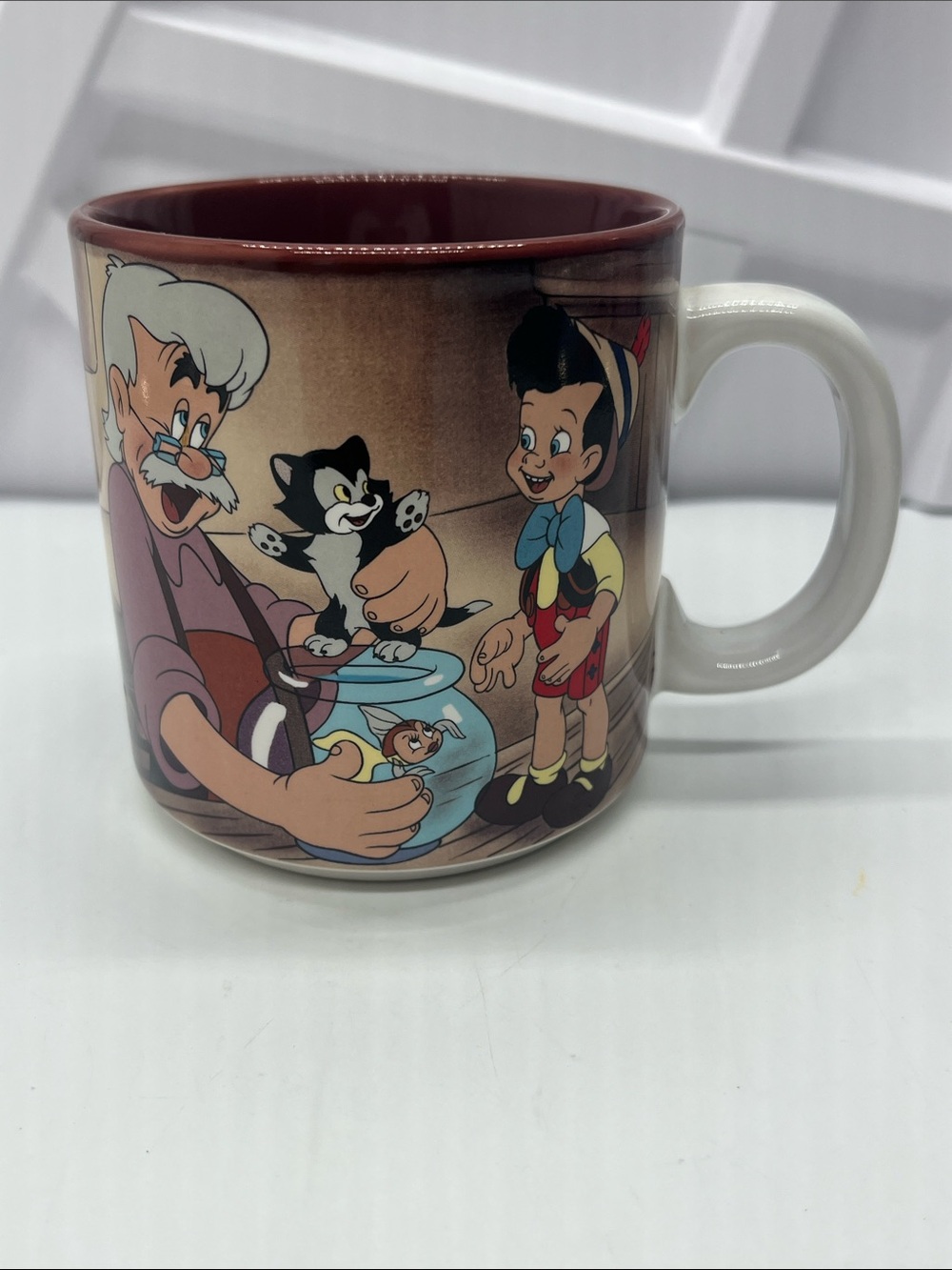 Vintage Character Ceramic Pinocchio Mug in Brown & White